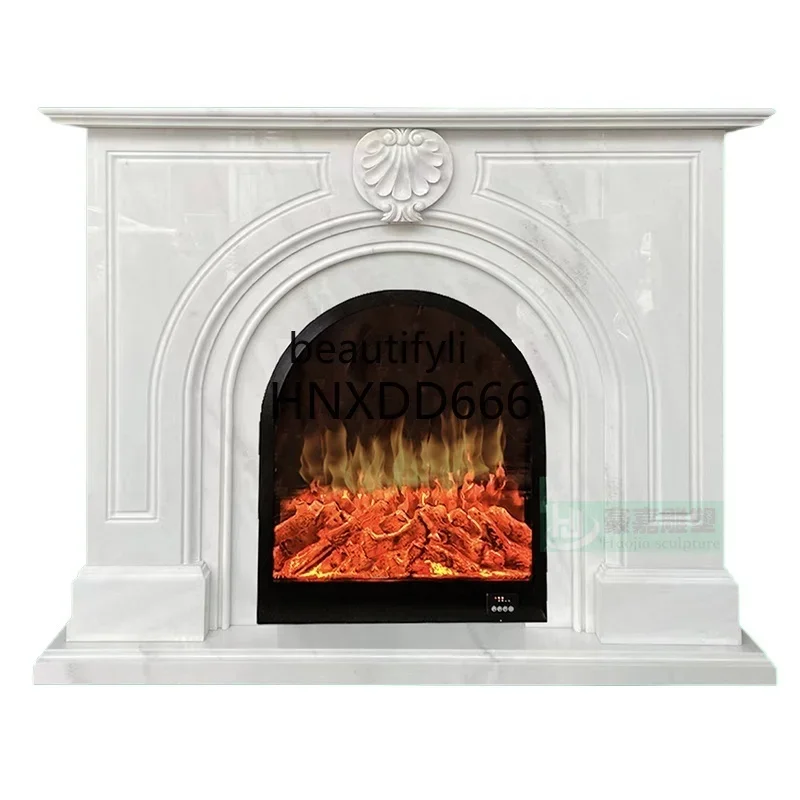 Natural marble mantel indoor simple background wall entrance French stone decorative cabinet sculpture customization