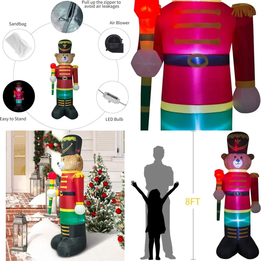 

8-Foot Inflatable LED Nutcracker Soldier Outdoor Holiday Decor for Garden and Indoor Christmas Festivities
