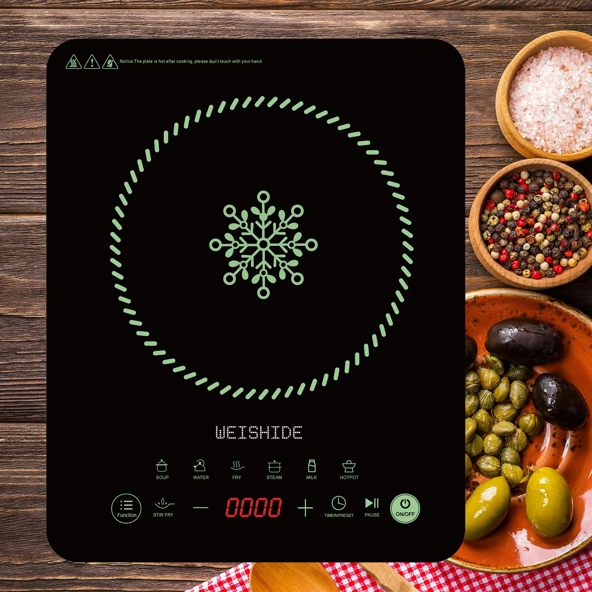 multi-function-1800w-induction-cooker-9-power-levels-12-temperature-ranges-140℉-465℉-3-hour-timer-safety-lock-countertop