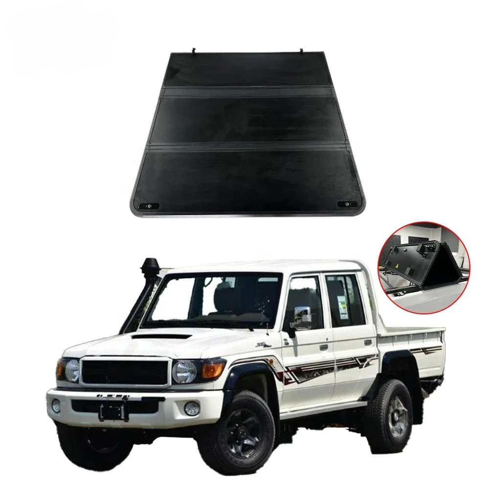 Solid Aluminum Alloy Truck Bed Tri Fold Pickup Three Trifold Folding Tonneau Hard Tri-fold Cover For Land Cruiser LC79