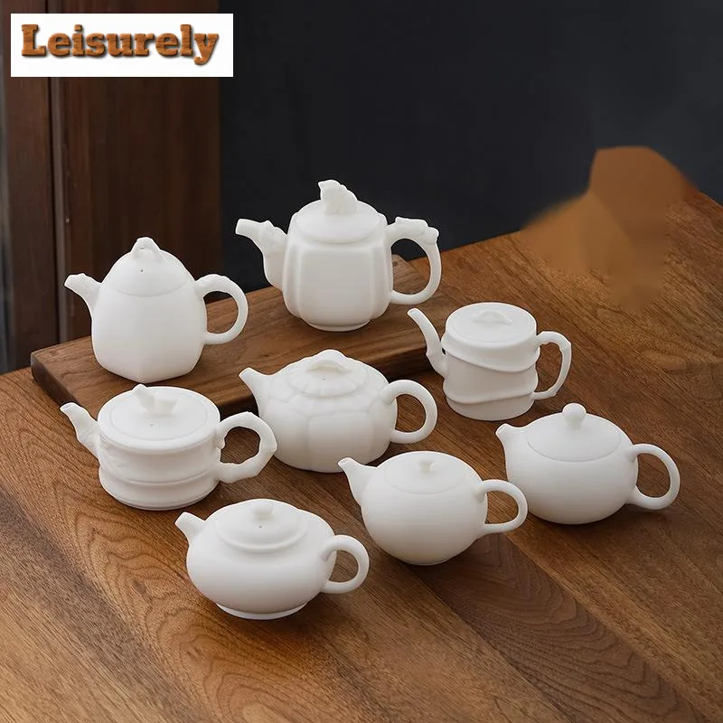 

Dehua Sheep Fat Jade White Porcelain Teapot Boutique Biscuit Unglazed Ware Pot Tea Soaking Ball Kettle Tea Ceremony Collection