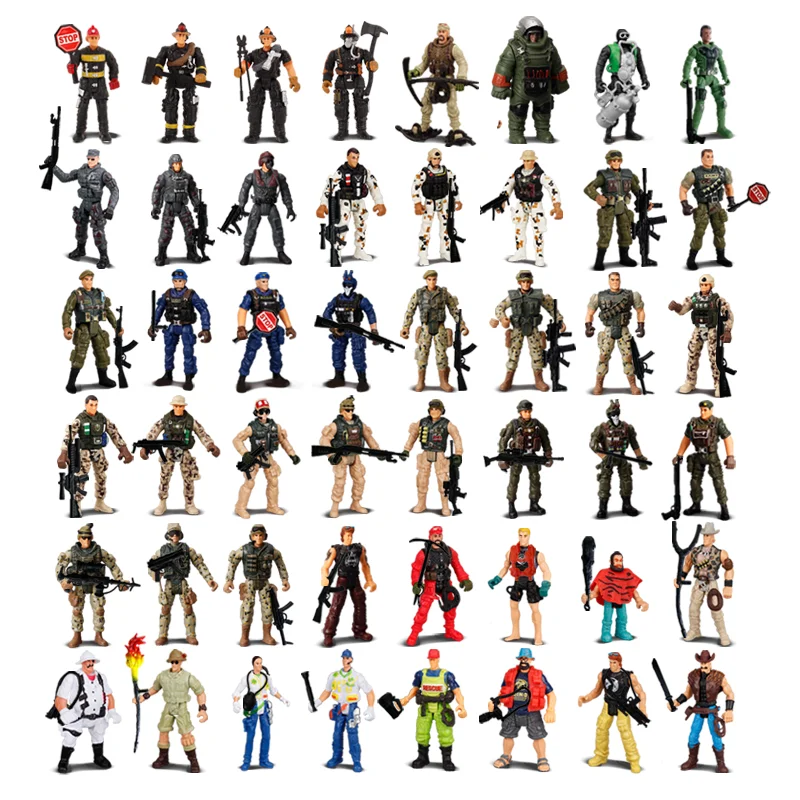 ミリタリーアクションフィギュアセット 子供のためのアクションフィギュアプレイセット,1:18軍,軍隊,兵士,警察