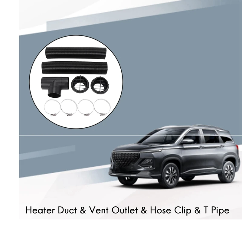 2Set 60Mm Car Auto Heater Pipe Duct T Piece Warm Air Outlet Vent Hose Clips Set For Parking Heater Webasto Eberspacher