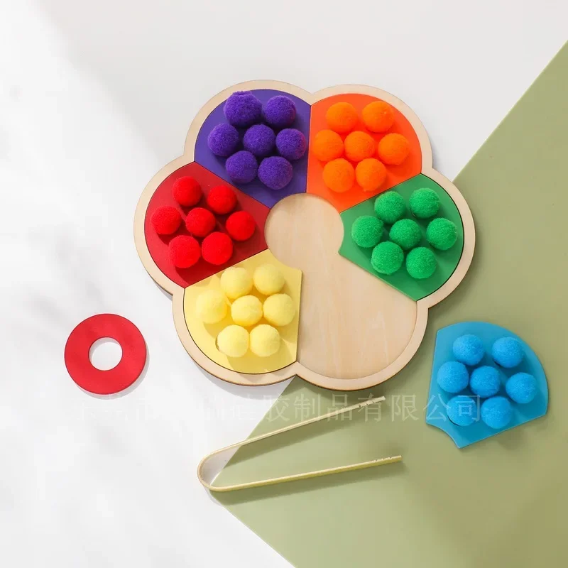 Jouet boule à clip fleur arc-en-ciel pour enfants, puzzle, éducation précoce, classification des documents, jeu d'entraînement pratique, nouveau