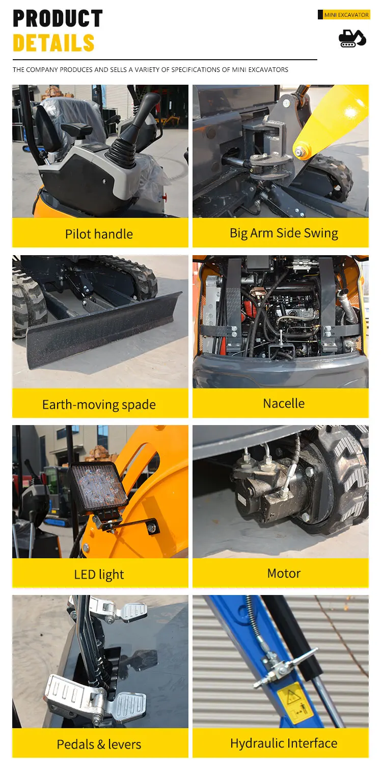 Nicosail CE EPA-zugelassener 1800 kg schwerer Baumaschinen-Minibagger, abschleppbarer Minibagger – Detail 8