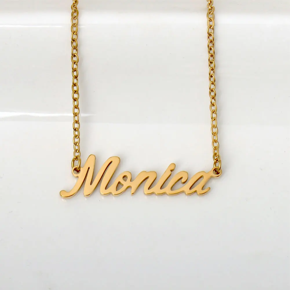 

GR859C Monica Name Necklace for Women Personalized Stainless Steel Jewelry Gold Plated Pendant Femme Mothers Jewelry Gift