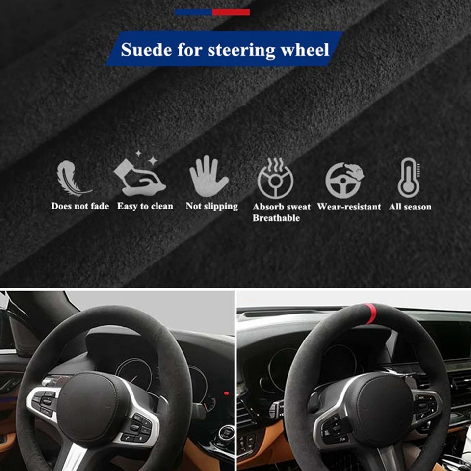 Handgenähter Wildleder-Lenkradbezug für Mazda MX-5 MX5 2016–2020, individuelles DIY Auto-Lenkradgehäuse – Detail 2
