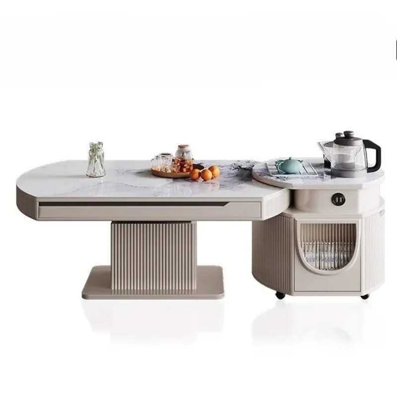 table with heating lift coffee table dual-purpose modern luxury telescopic folding induction cooker integrated table