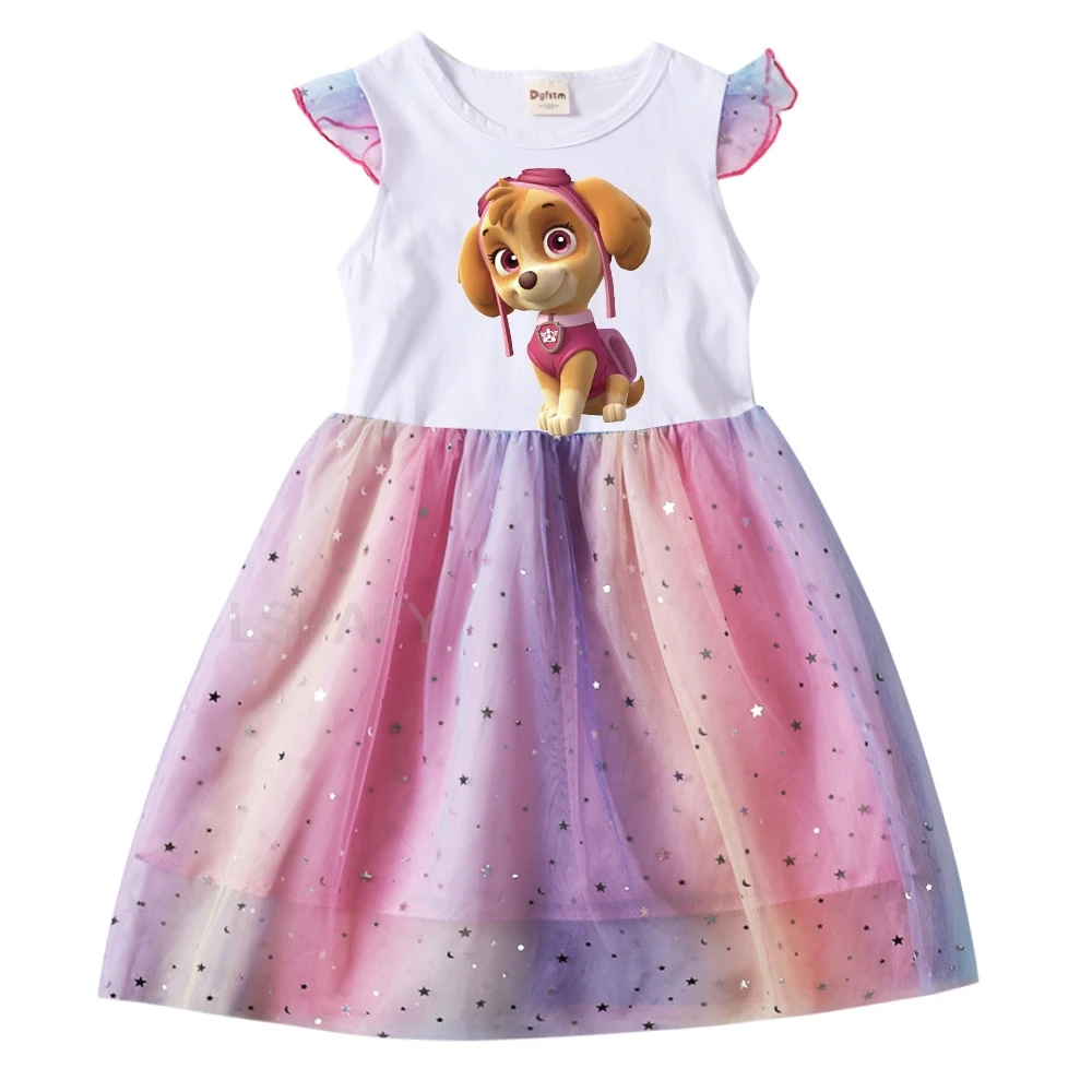 Children\'s Princess Dresses Girl Birthday Clothing Girls Cartoon PAW PATROL Dress Summer Cute Casual Kids Clothing Top Tee