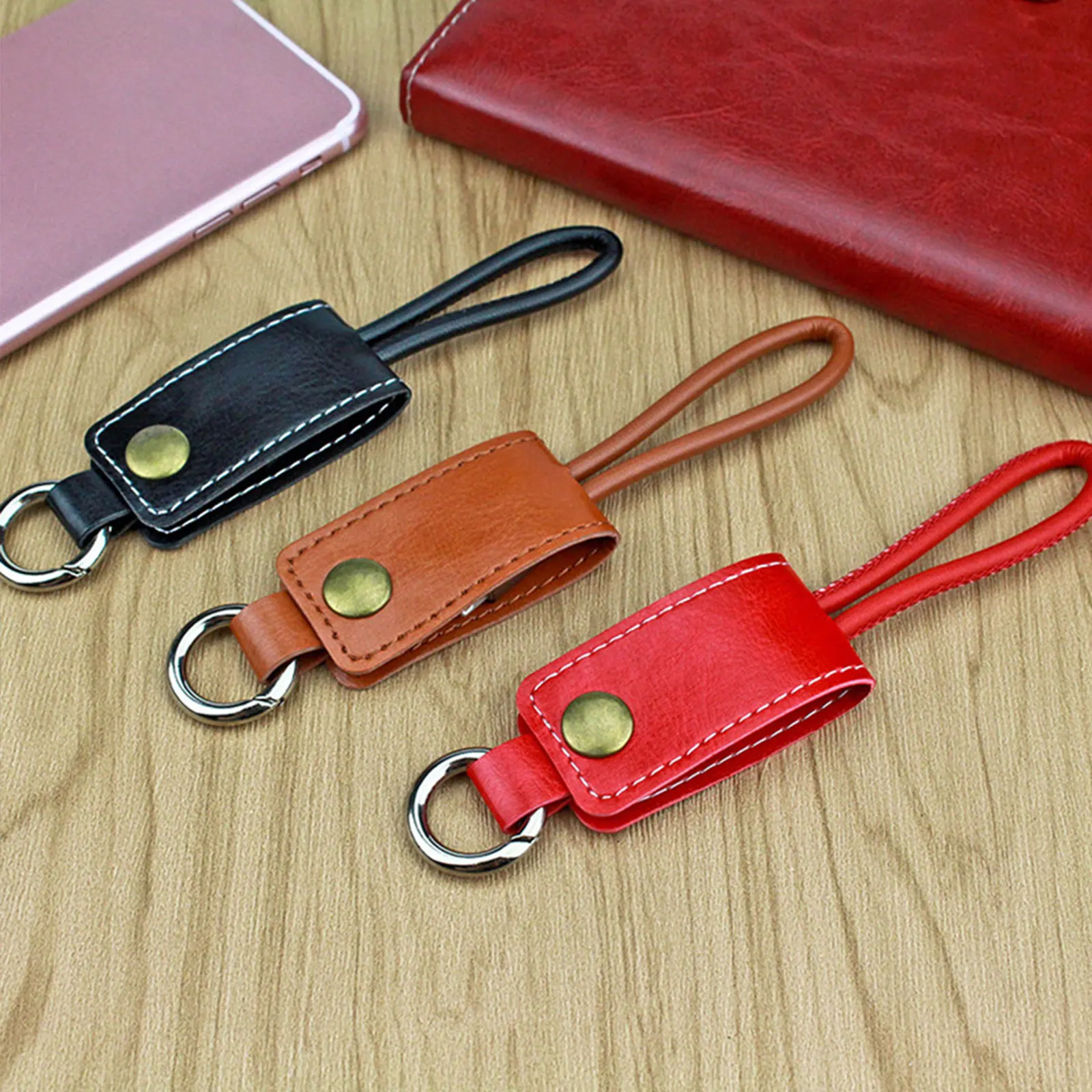 

Type C Keychain Fast Charging USB Cable Built-in Data Sync Cord Key Ring for Mobile Device on-The-