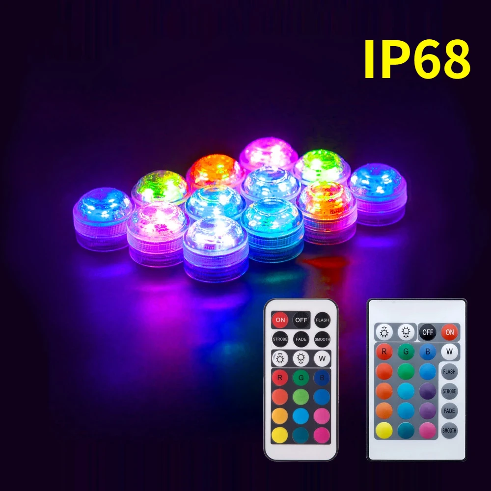 

IP68 RGB Submersible Light 21/24key Remote Control Battery Operated Underwater Night Lamp for Swim Pool Outdoor Garden Party