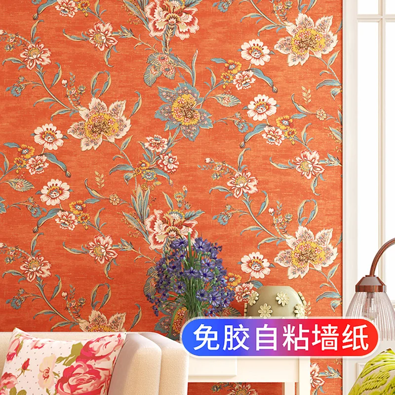American Country Rustic Self Adhesive Wallpaper Cozy Bedroom Decor Wall Stickers Living Room TV Background Wall Room Wallpaper