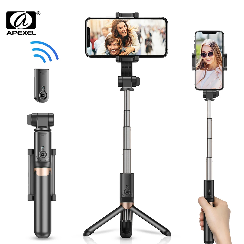 Apexel Extendable Selfie Stick Tripod with Wireless Remote Lightweight Handheld Phone Holder iPhone Android Smartphone Stand