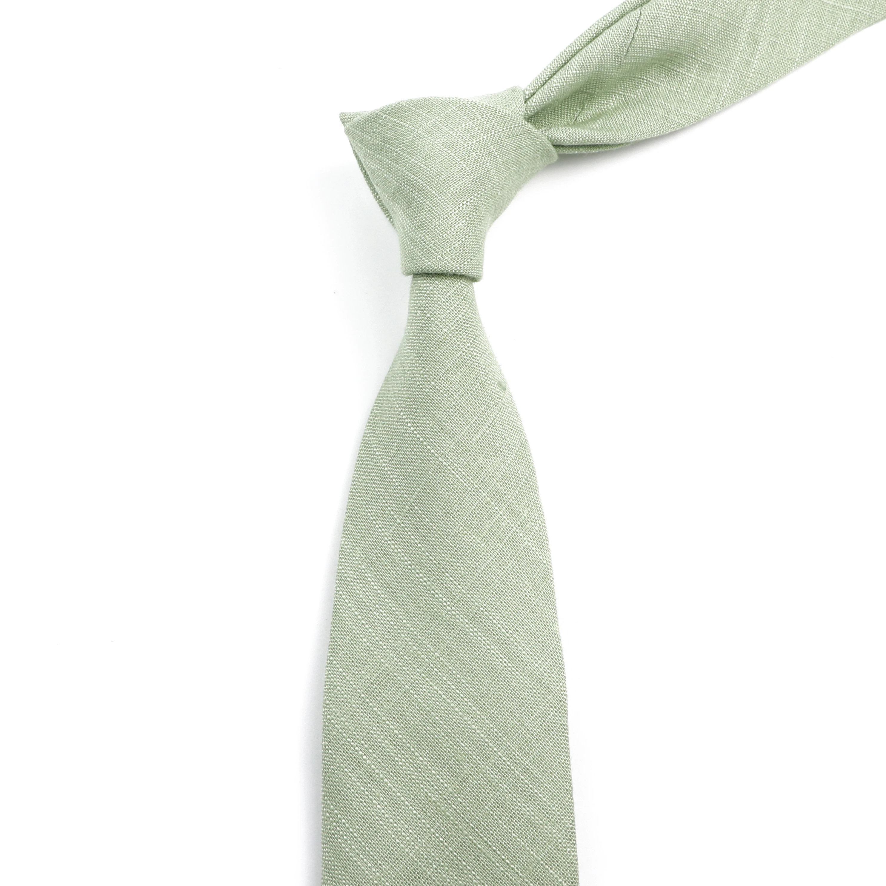 High Quality Solid Color Cotton Ties For Men Wedding Party Daily Wear Suit Shirt Accessory Pink Sage Green Slim Casual Necktie