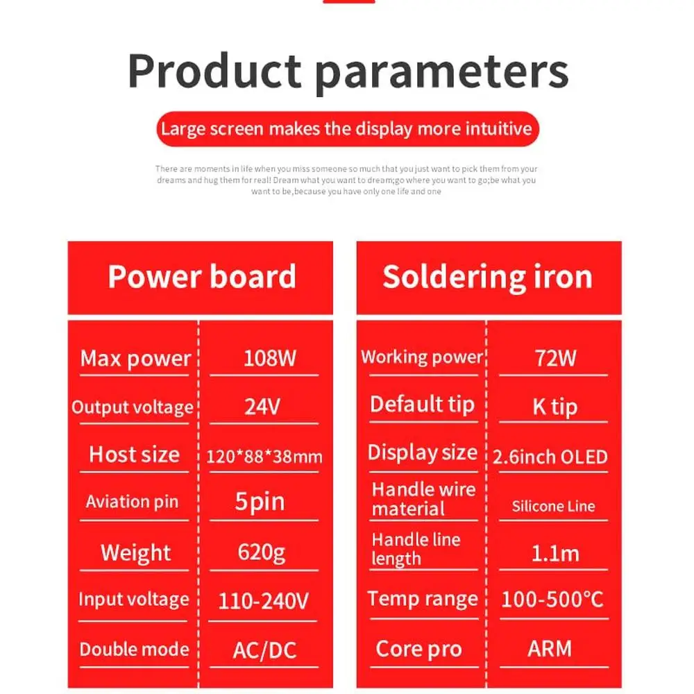 LCD Soldering Iron Station Kit 75W Output Precise Temperature Control Automatic Standby