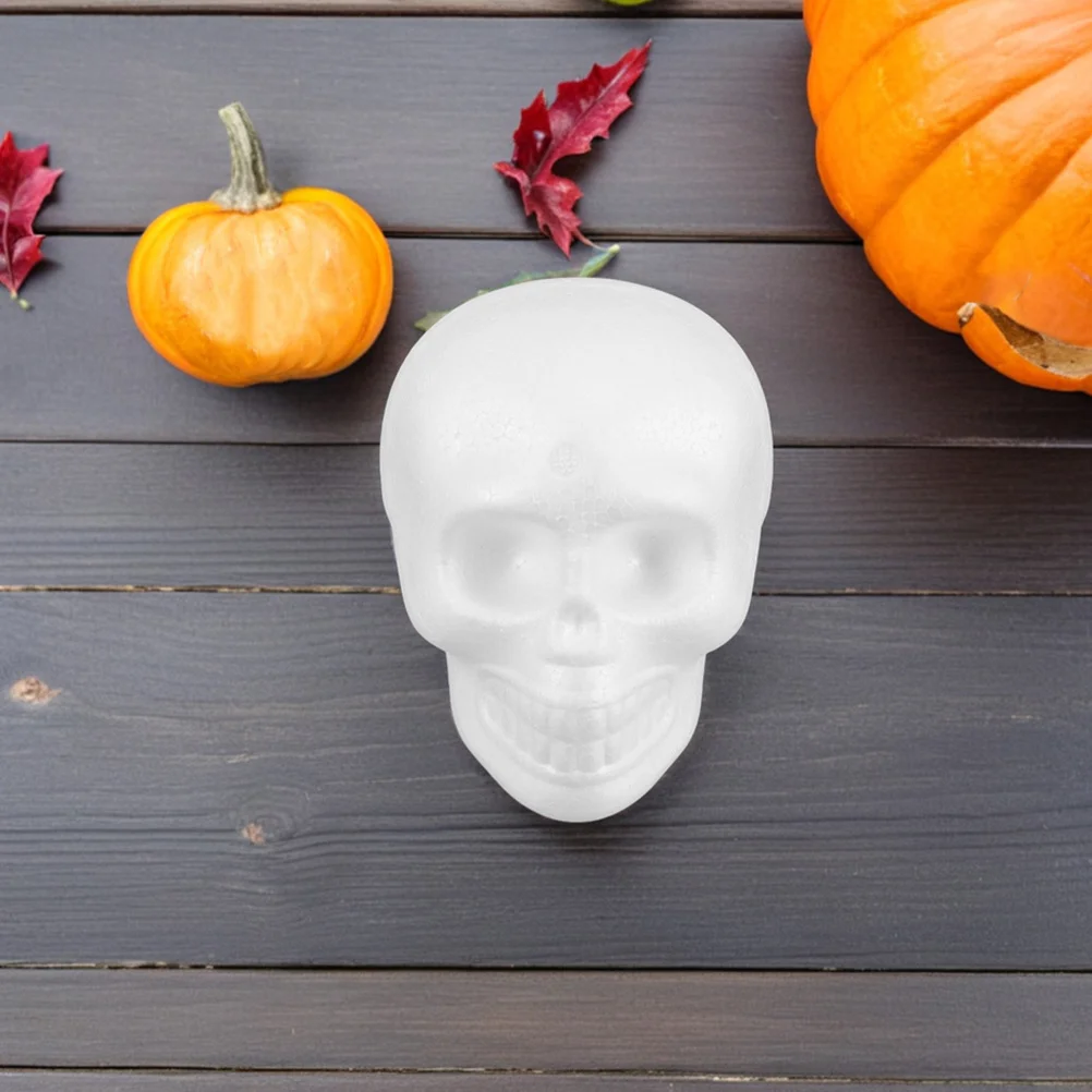 6 قطعة رؤوس جمجمة إسفنجية بيضاء يمكنك صنعها بنفسك أشكال إسفنجية للهالوين معلقة لتزيين الحفلات في الأماكن المغلقة والخارجية وديكور جمجمة مخيف #4