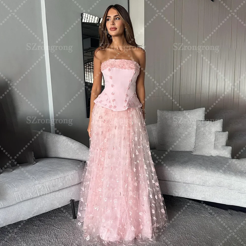 Elegant Floral Lace A-Line Prom Dress