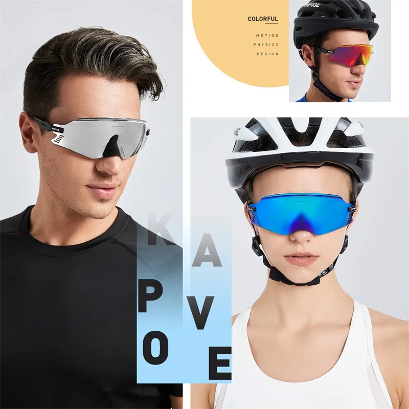 New Fashion Kapove Cycling Sunglasses Goggles Cycling Glasses Running Sports MTB Sunglasses Men Women