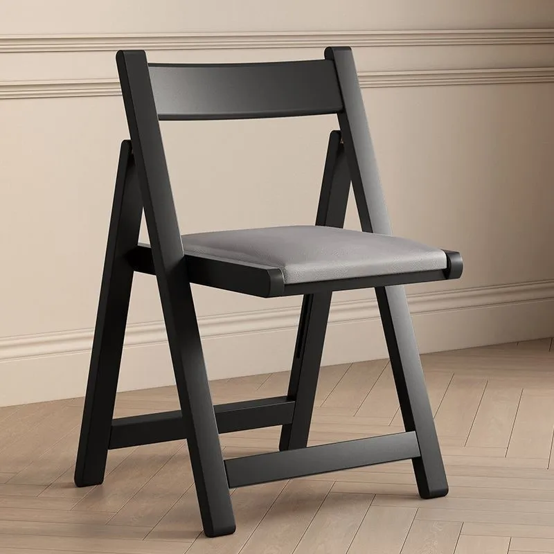 

Folding Dining Chair Solid Wood Soft Bag Indoor Chair Dual Purpose Portable Backrest Stool Simple Folding Chair Small Household