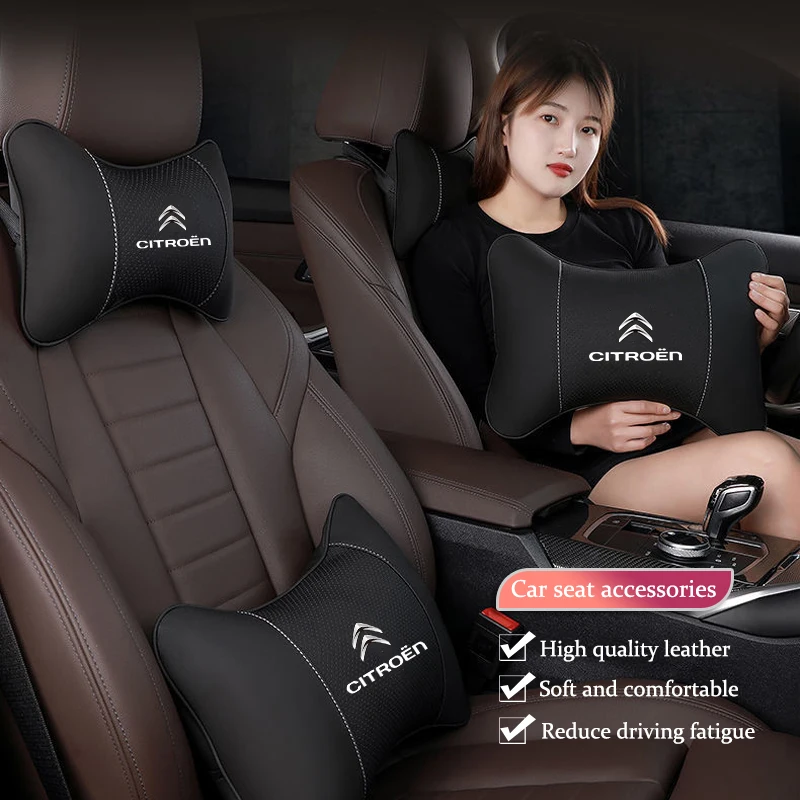 Car Seat Headrest Auto Logo Neck Pillow Lumbar Support For Citroen Celysee C6 C3 C5 C1 C2 C4 Aircross Picasso Cactus Berlingo