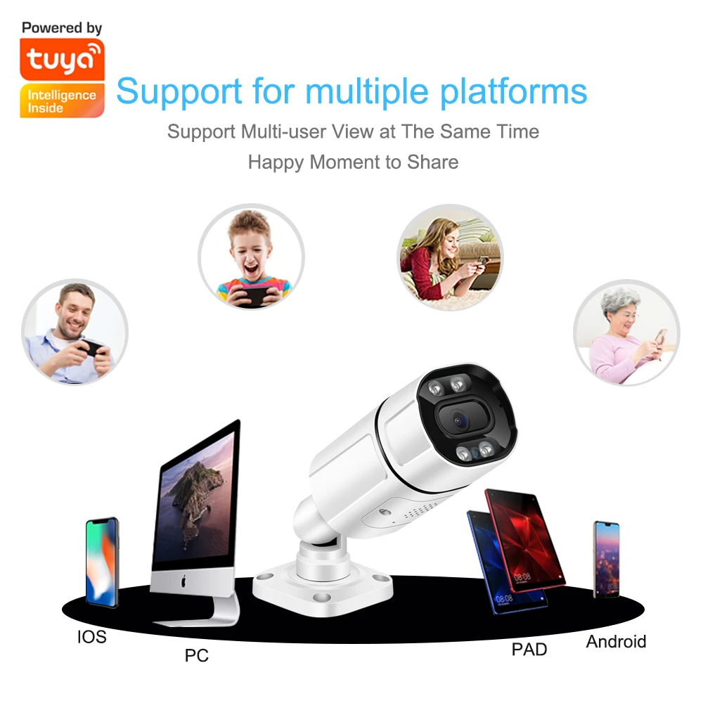 3MP 1296P Tuya APP Full Color  Wireless Intercom IP Bullet Camera Night Vision Motion Detection Home Security CCTV Baby Monitor