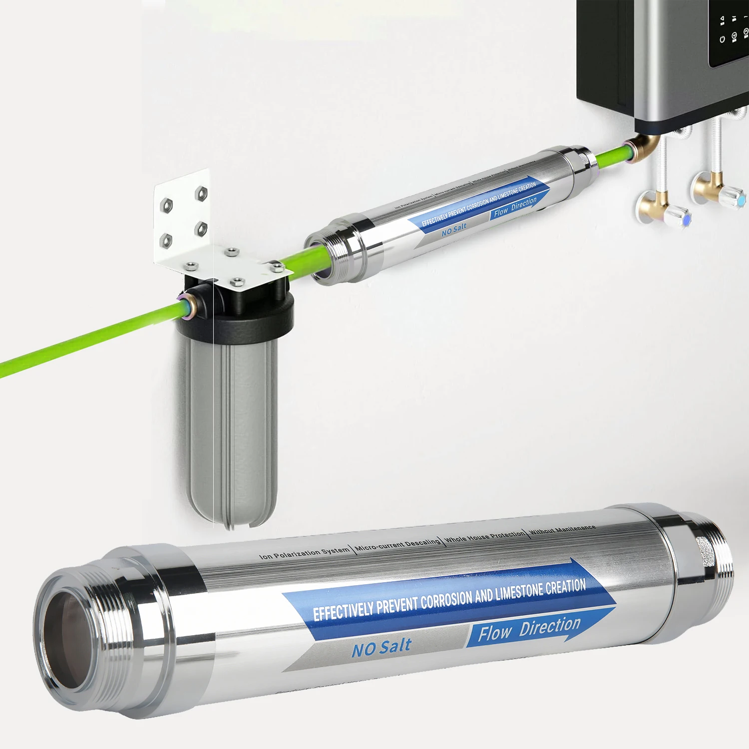 LPS Whole House Scale Inhibition Inline Water Softener Entkalker Wasserfilter Luftreiniger Home Scale Reduction System DN20