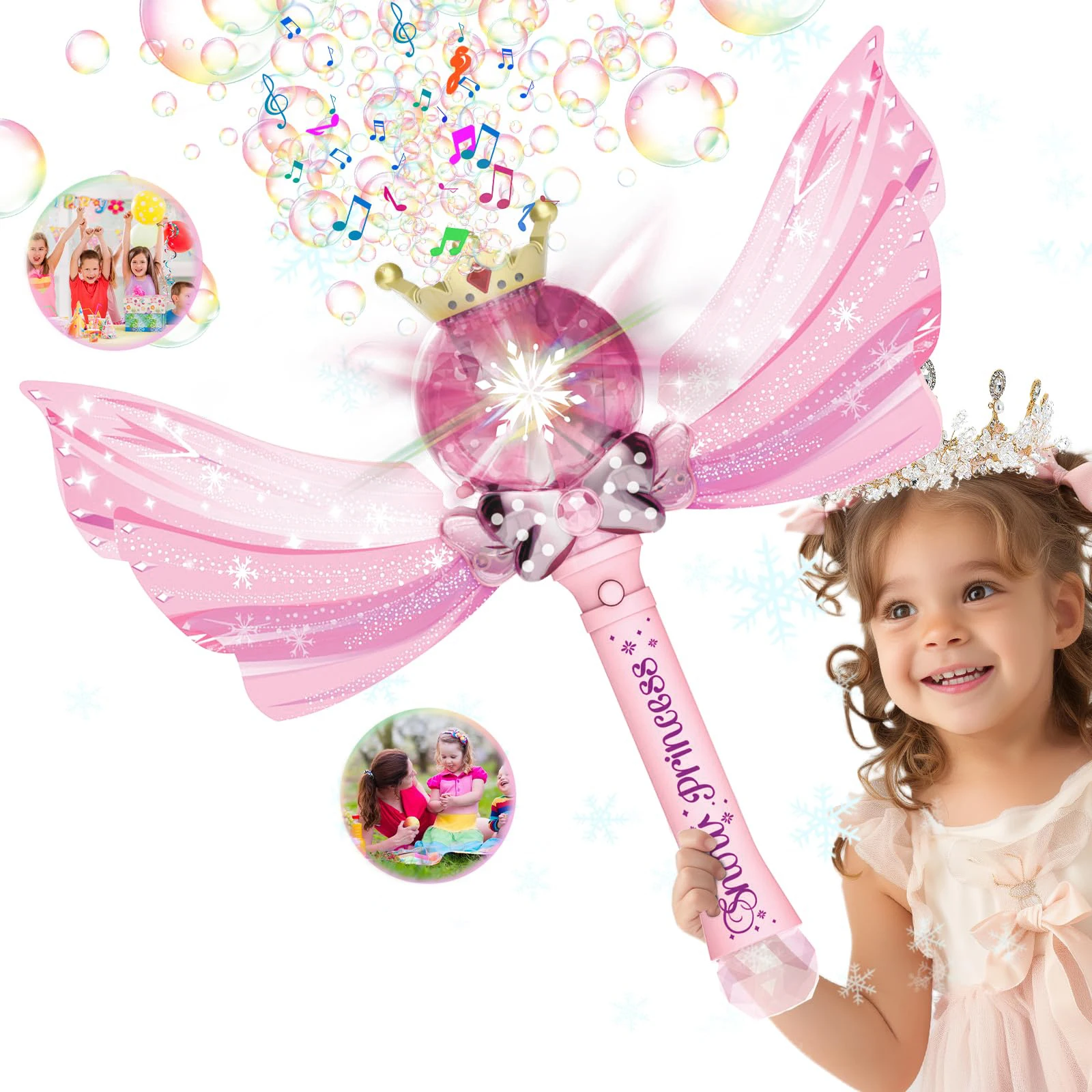 

Волшебная палочка-фонарик для принцесс с LED-подсветкой (розовый/синий), музыкальные крылья, игрушка для уличных вечеринок, для детских дней рождений