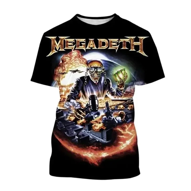 Hip Hop Trendy Style T-shirt Megadeth 3D Printed Fashion Men\'s and Women\'s Casual Cool T-shirt Retro Children\'s Sports T-shirt