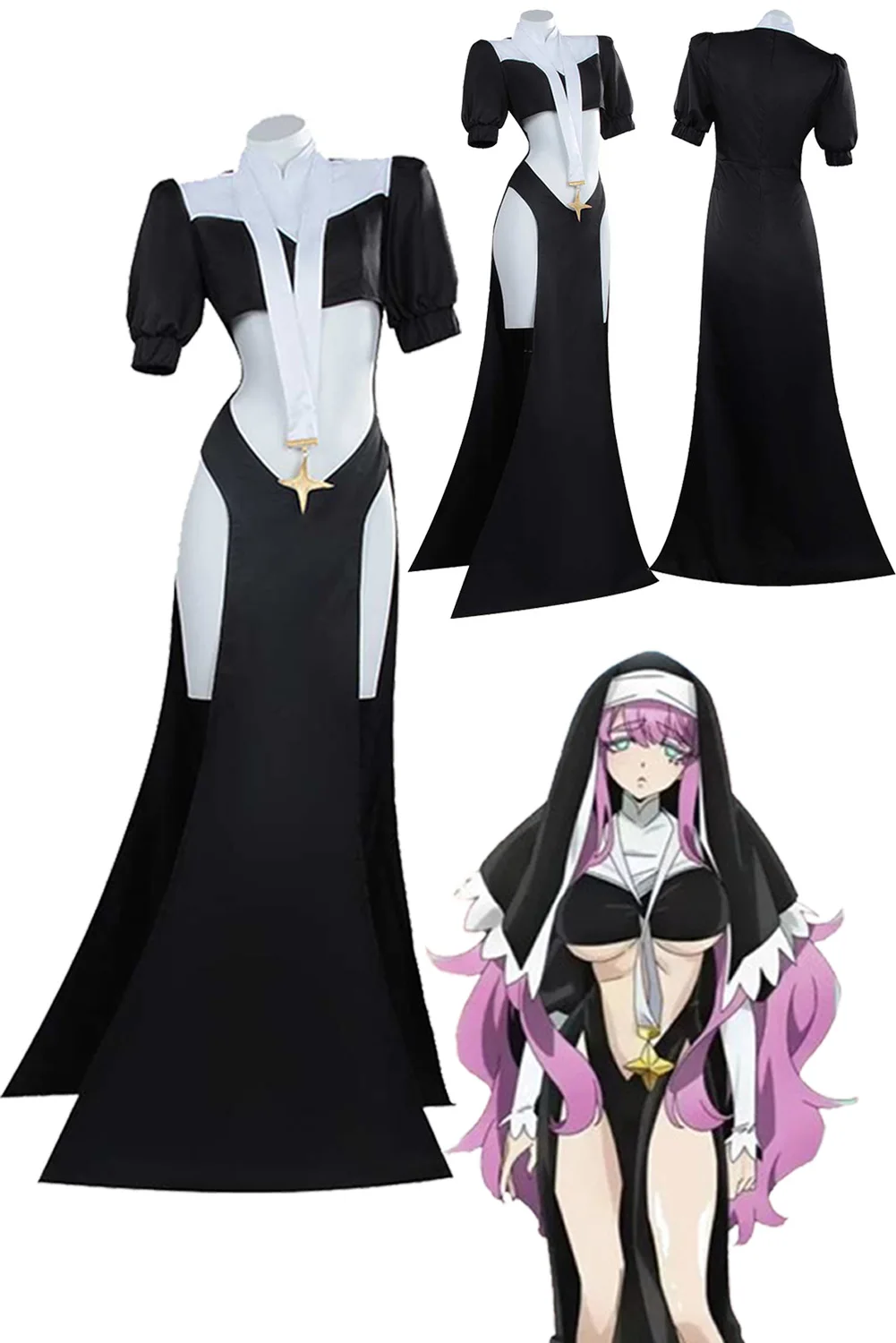 

Nun Sister Gigant Cosplay Anime Mahou Shoujo Role Ni Akogarete Dress Costume Women Disguise Fantasia Headgear Set Halloween Suit