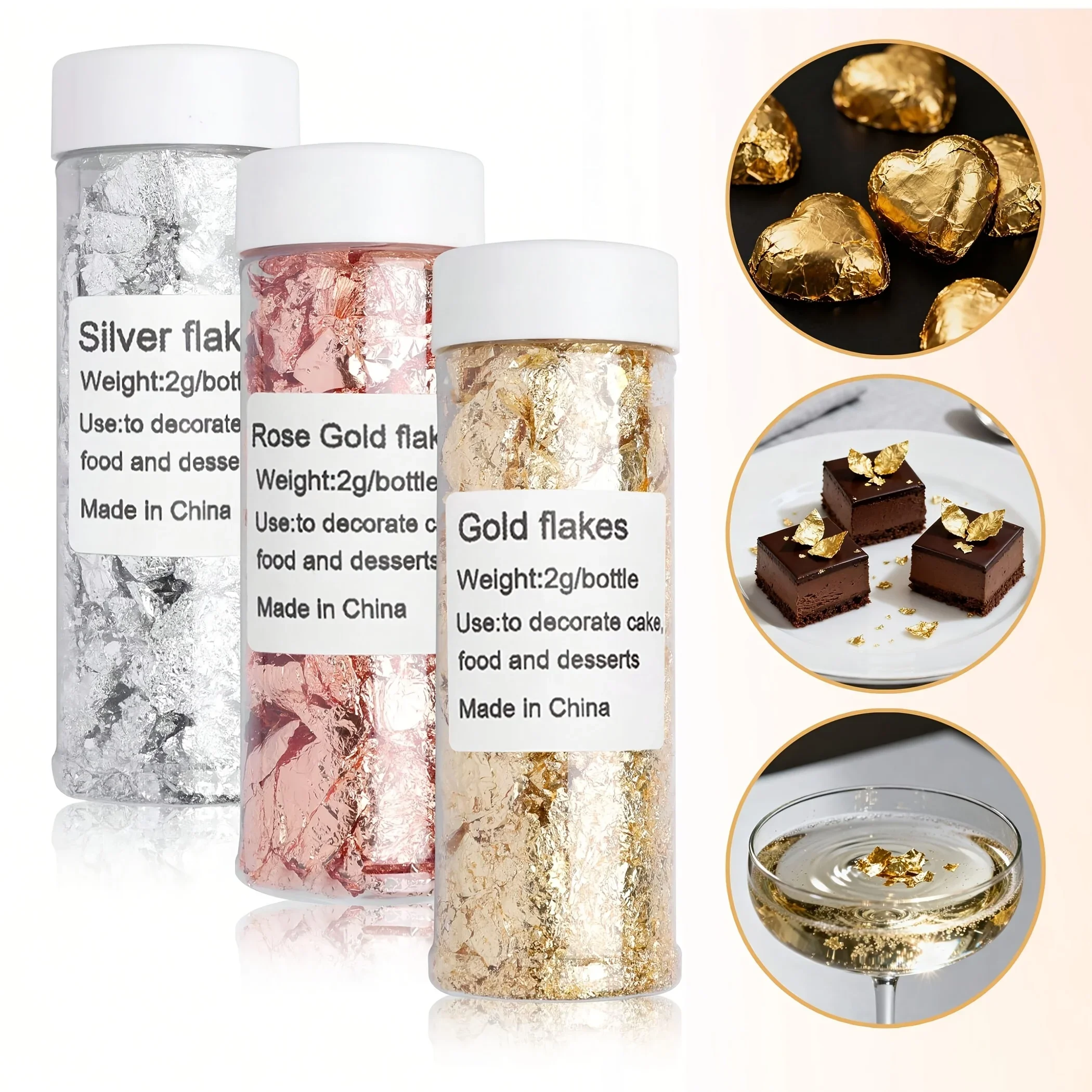 Chef Art&Gourmet Dishes Backparty-Dekoration, goldene Blattblütenblätter – goldene Dekoration für Kuchendekoration, Schokolade – Detail 7