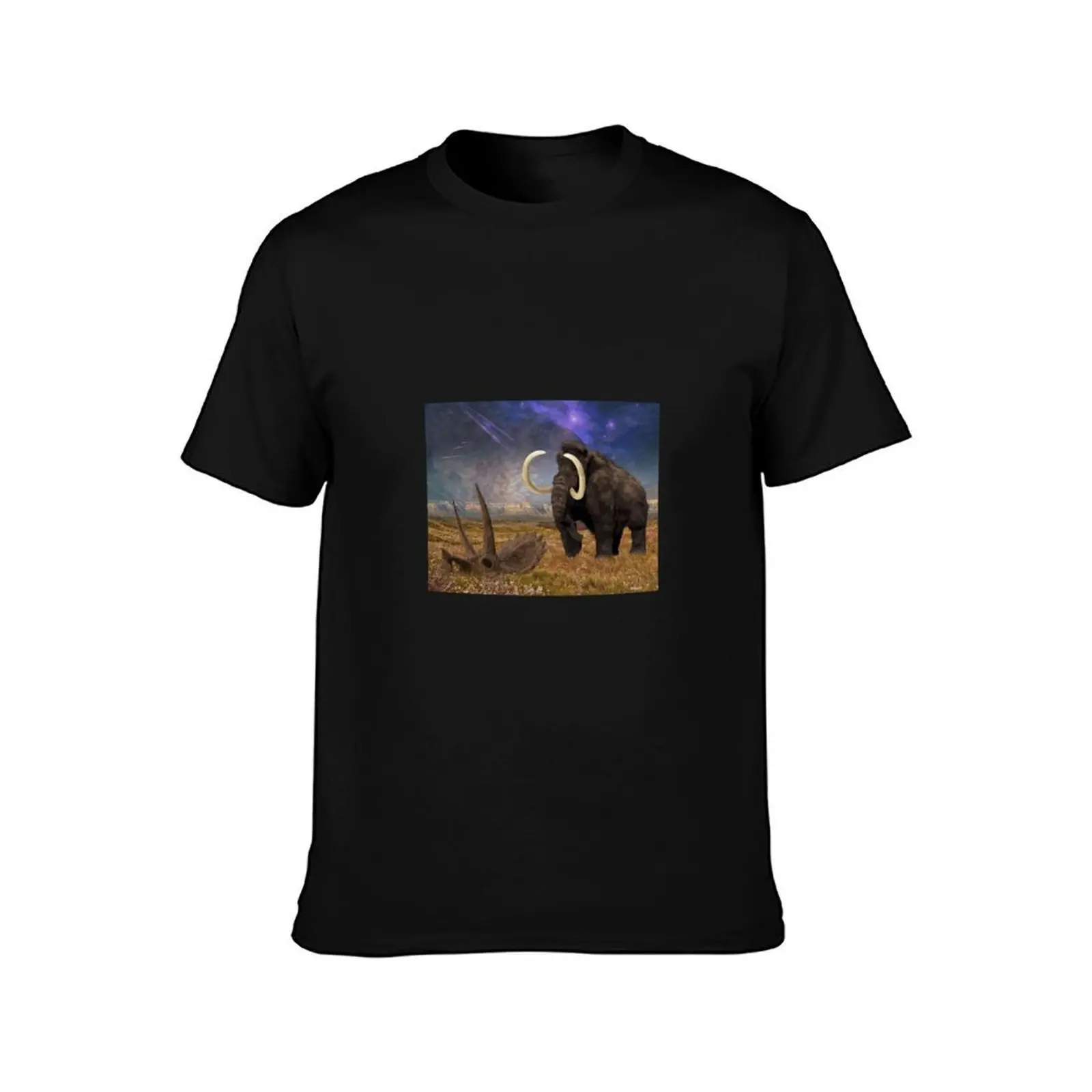 Woolly Mammoth Lumbers Across the Plains T-Shirt, Summer Casual Cotton Tee, Oversized Streetwear Tops, Vintage Graphic Print