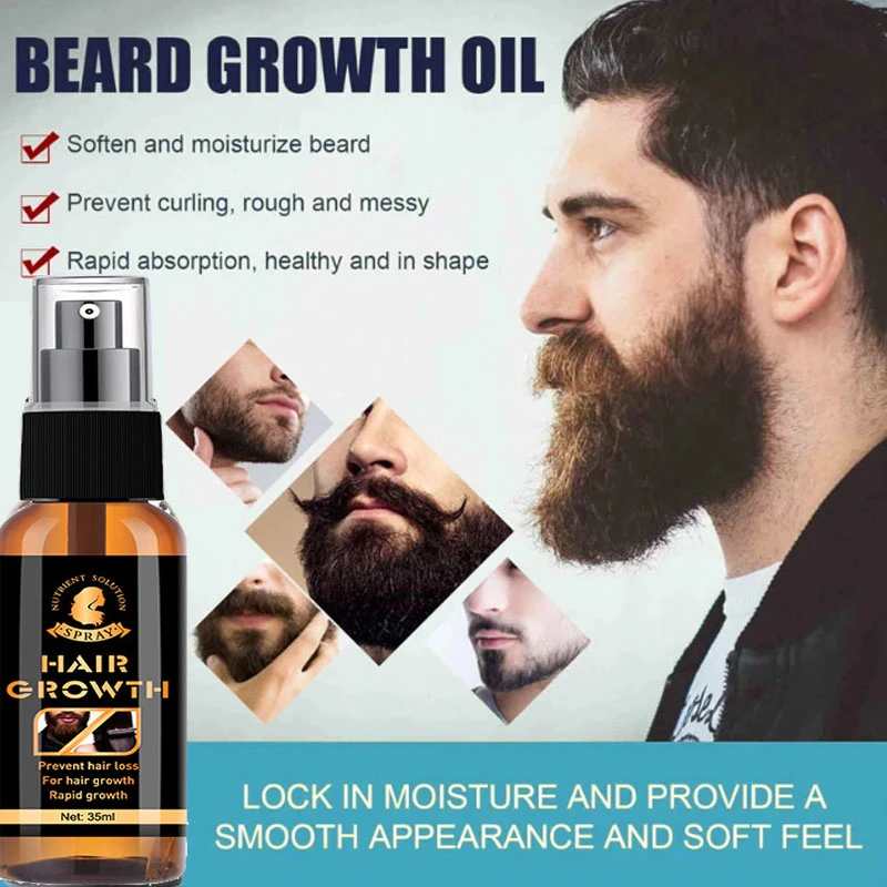 Baard Groeiende Spray Haarstyling Etherische Olie Snelle Groei Dikker Langer Voller Baard Verzachting Hydraterende Baard Serum 2023