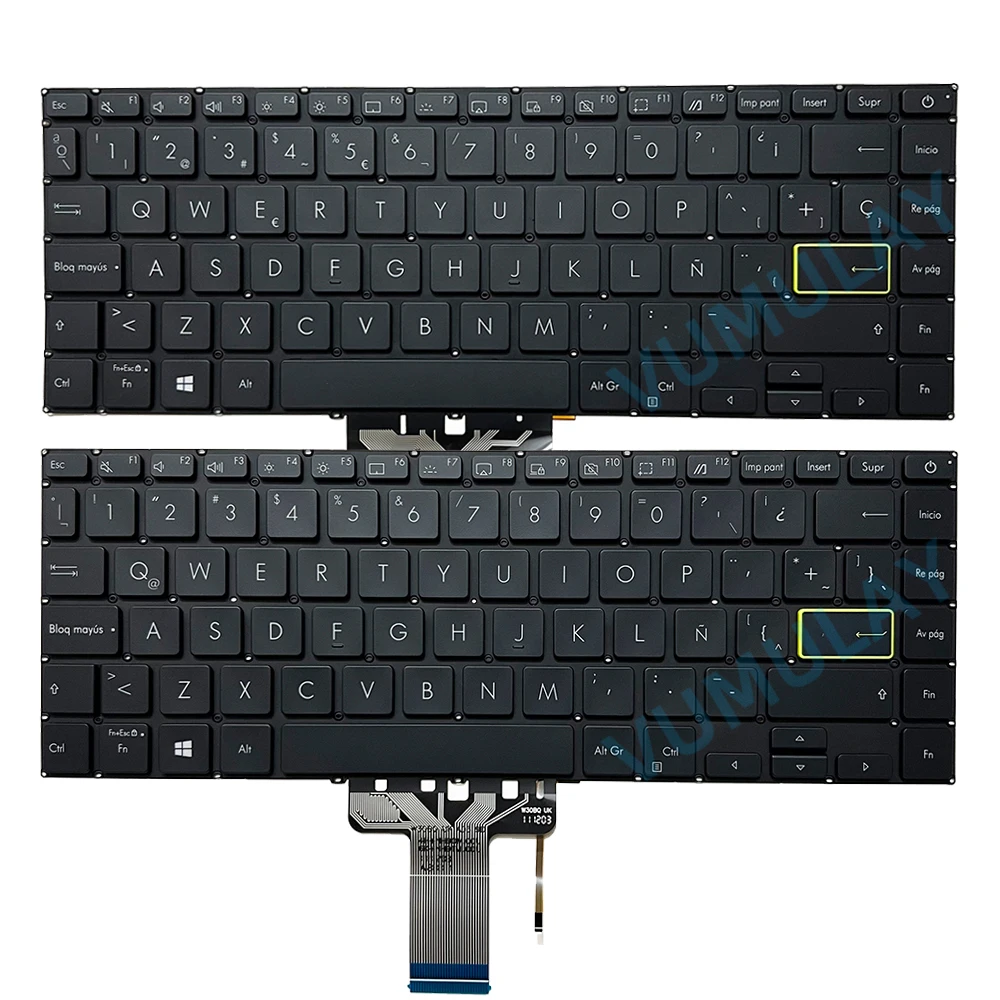 Hiszpańska/latynowa podświetlana klawiatura dla ASUS Vivobook D413D D413DA X413EA X413FA X413FF X413J X413JA X413JF X413JP M413D M413DA M413I M413IA S413DA S413EA M433 M433I E410 E410M S433 S433E S433F S433J S433EA