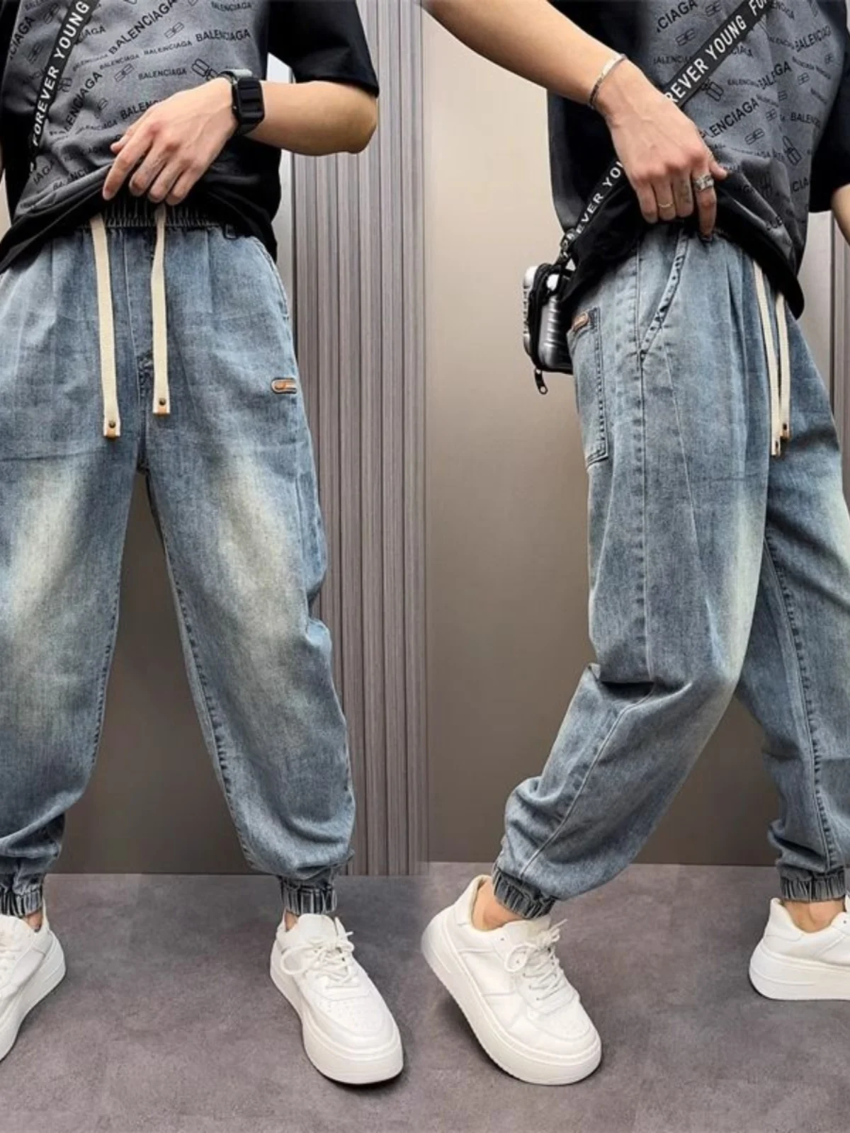 

Модные джинсы свободного кроя для мужчин, повседневные, в стиле Harlan, весна-осень, новинка, прочные, молодежные, популярные джинсовые брюки