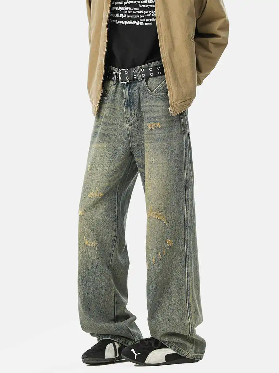 المرأة خمر الأزرق Y2k صديقها ممزق الجينز Harajuku فضفاض الدنيم بنطلون اليابانية 2000s نمط كبير الحجم جان السراويل الطويلة الملابس