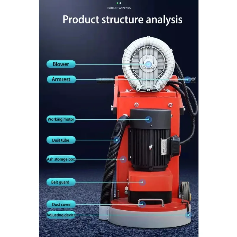 220V  Epoxy Floor Diam-o-nd Large Concrete Terrazzo Grinding Concrete Floor Grinder Machine