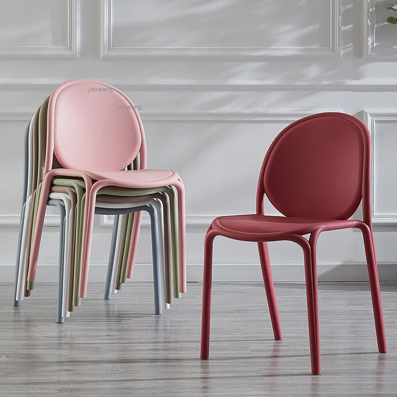 

Nordic Home Restaurant Backrest Dining Chairs Minimalist Student Dormitory Computer Chair Stackable Balcony Coffee Plastic Chair