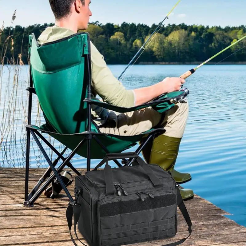 Tackle Box Bag Oxford Cloth Fishing Lure Bags Water-Resistant Fishing Tackle Wraps Portable Tackle Shoulder Bag With Shoulder