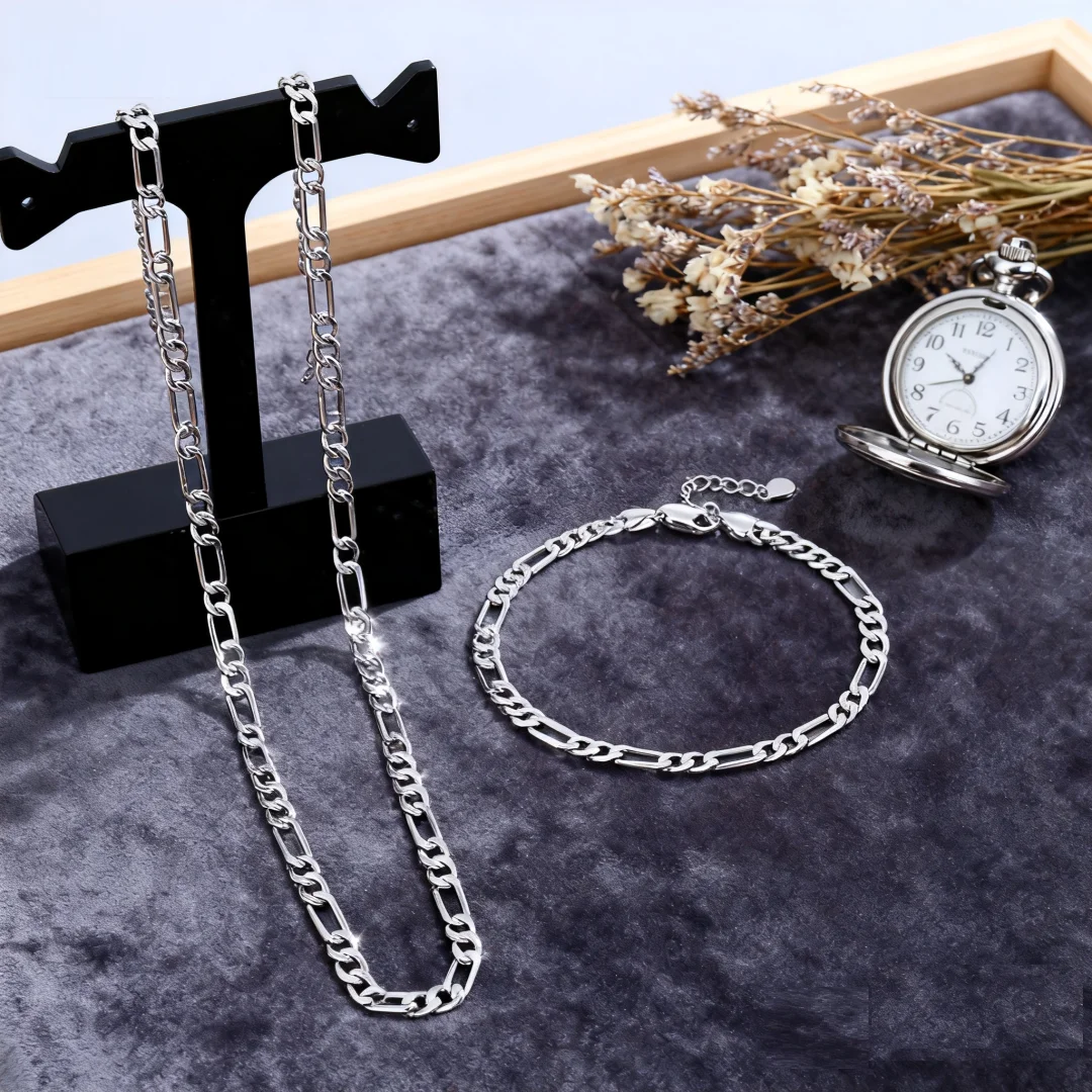 Designer 925 Sterling silver charms 4MM Geometric Bracelets Anklet Necklaces for Women fashion jewelry sets wedding accessories