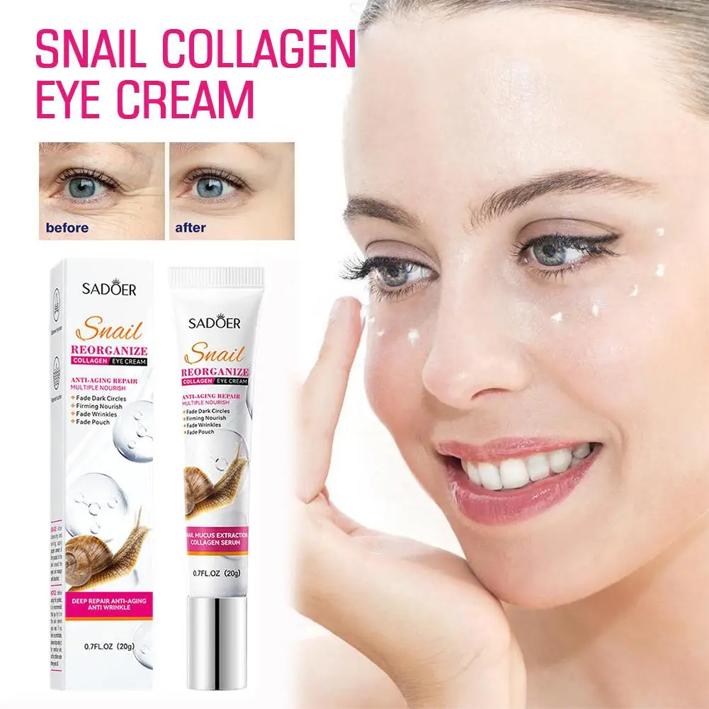 Crème pour les yeux au collagène d'escargot, anti-cernes, hydratant pour la peau, anti-âge, produits de beauté déformables, sacs de soins, fourmi I2W9, 20g