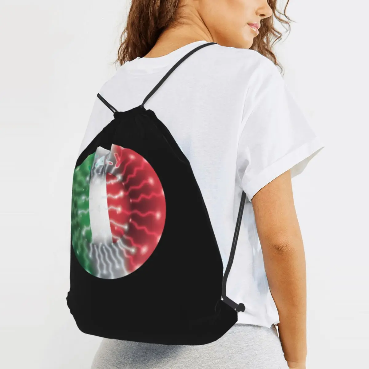 Italy Flag Crystal Ball Backpacks Fashion Drawstring Bags Sports Bag Book Bags for Travel Students