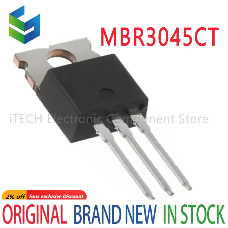 1PCS MBR3045CT STPS3045CT SBR3045CT B3045G 30A 45V In-Line TO220 Iron Head