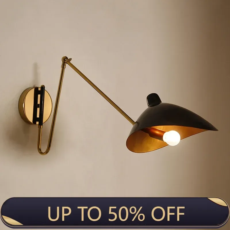 Metal Matte Long Arm Swing Hanging Wall Sconce Industrial E14 Bedroom Hotel Reading Drop Light Fixture