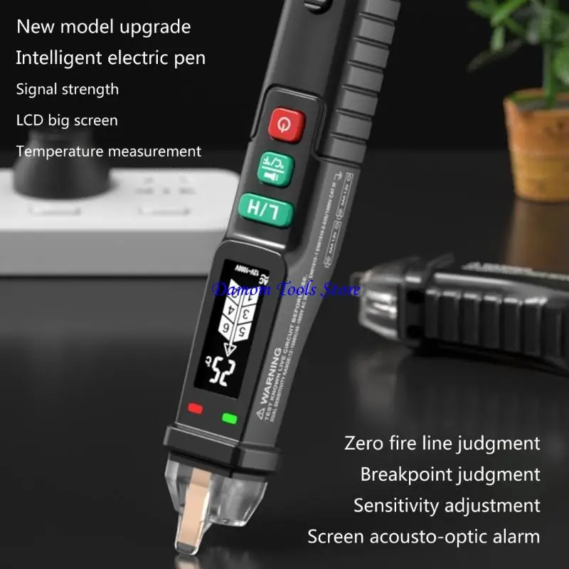 57be Detektor Tegangan Non-Tegangan Alat Listrik LCD Indikator Tegangan Alarm Visual