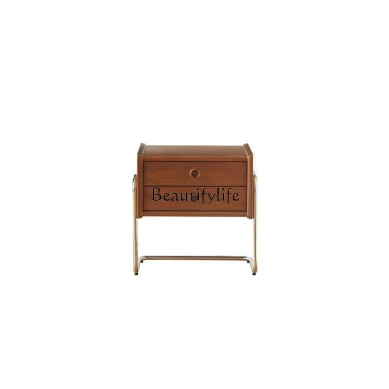 

Medieval solid wood bedside table, retro bedroom storage storage, simple modern small apartment bedside table