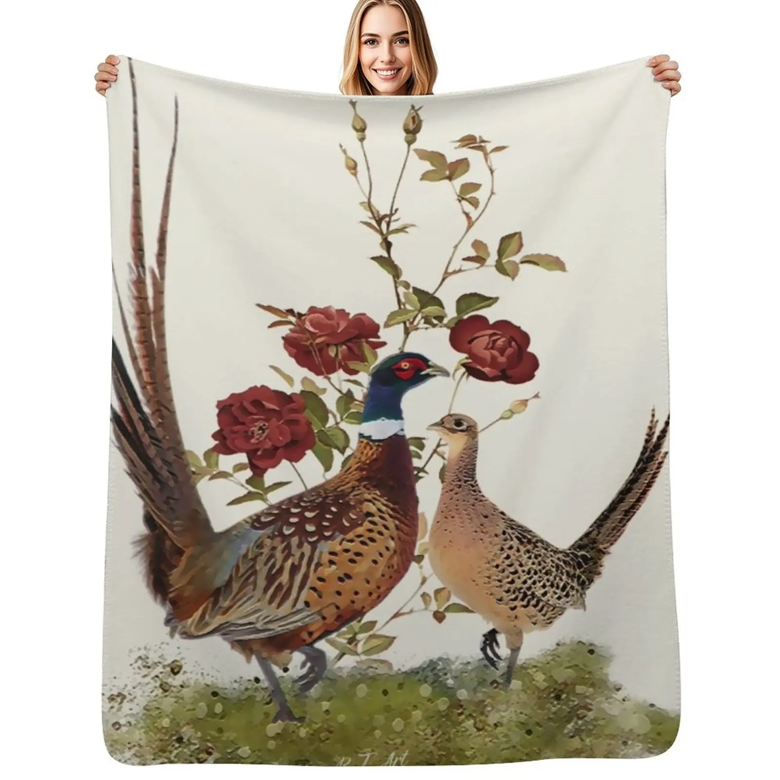A beautiful wild bird - Pheasant Throw Blanket Cozy Home Blanket Gift for Christmas Holiday