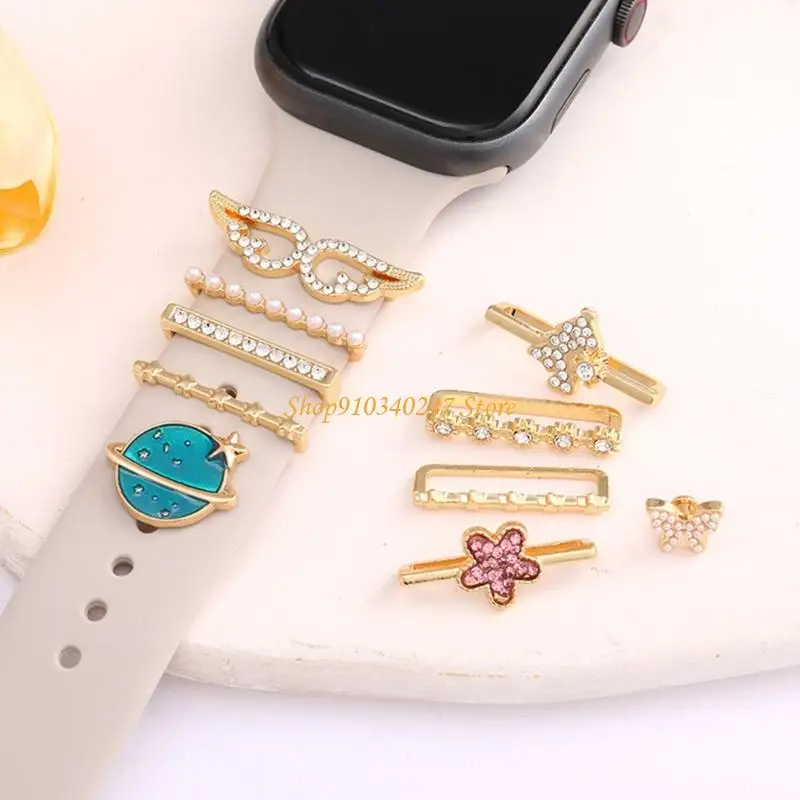 Q22A Сверкающие кристалл с акцентом съемные силиконовые часы чарки из нержавеющей стали украшения для различных случаев