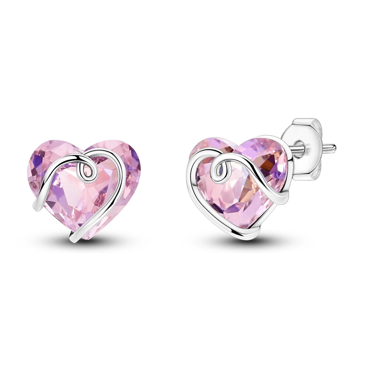 Boucles d'oreilles romantiques en argent regardé 925 pour dames, boucles d'oreilles coeur d'amour rose, bijoux de fête exquis, cadeaux d'anniversaire, S925