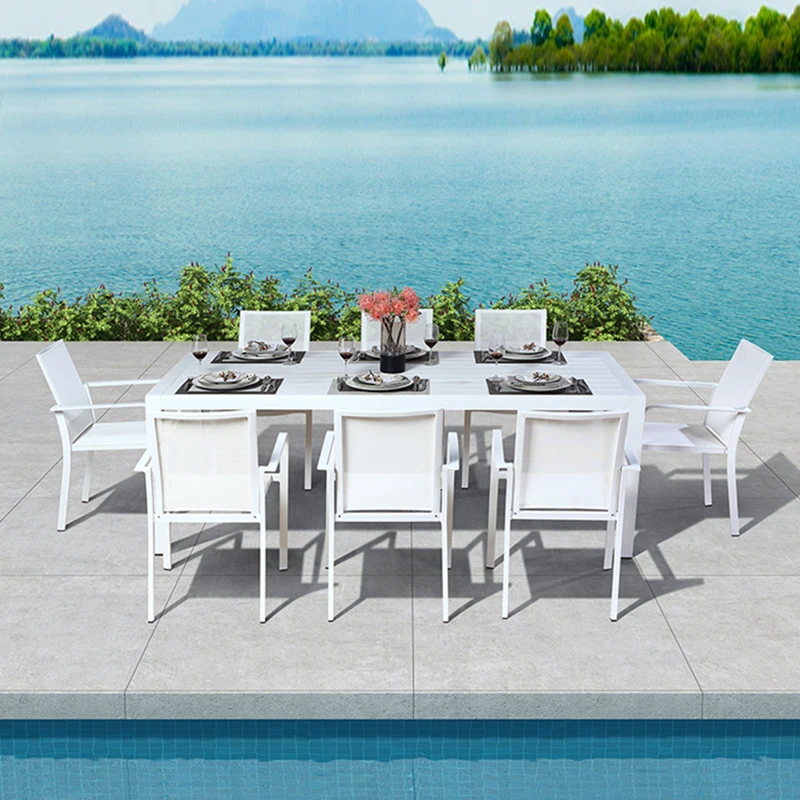 

Mediterranean aluminum alloy tables and chairs, garden open-air terrace villa courtyard Nordic outdoor table and chairs