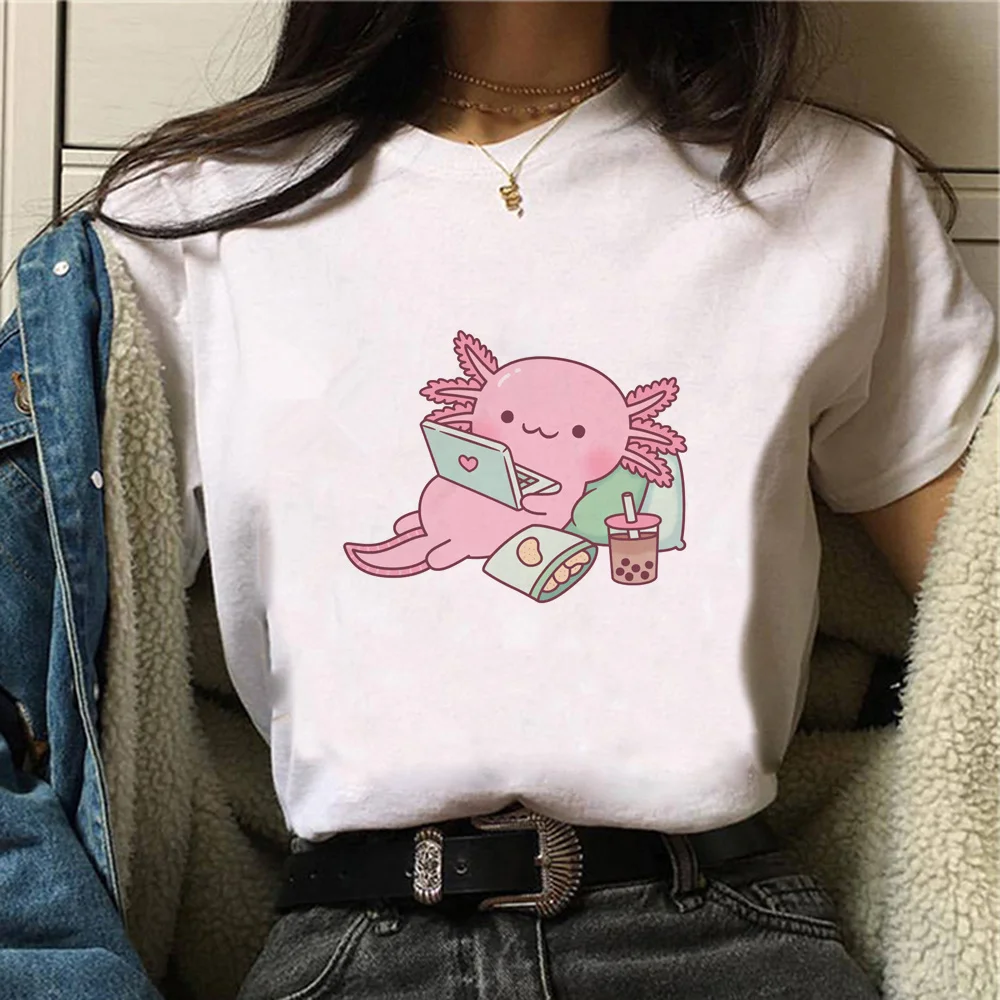 Ajolote Axolotl t-shirts women summer Y2K harajuku t-shirts girl streetwear comic clothing